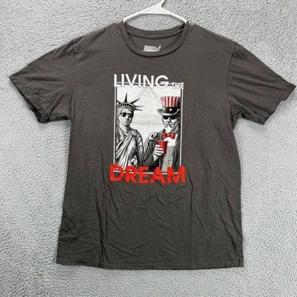 Freedom State Of Mind T-Shirt Adult Large Dark Grey Living The Dream Tee Mens